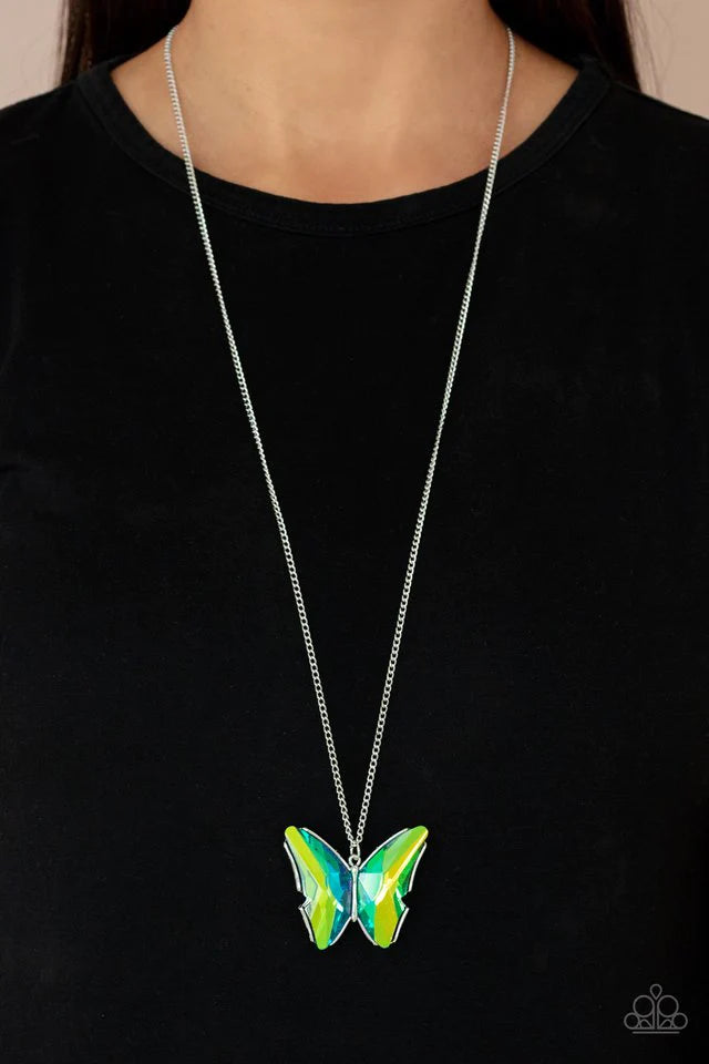 The Social Butterfly Effect Green Necklace