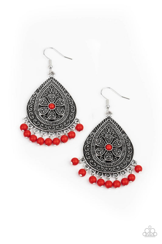Blossoming Teardrops - Red Earring
