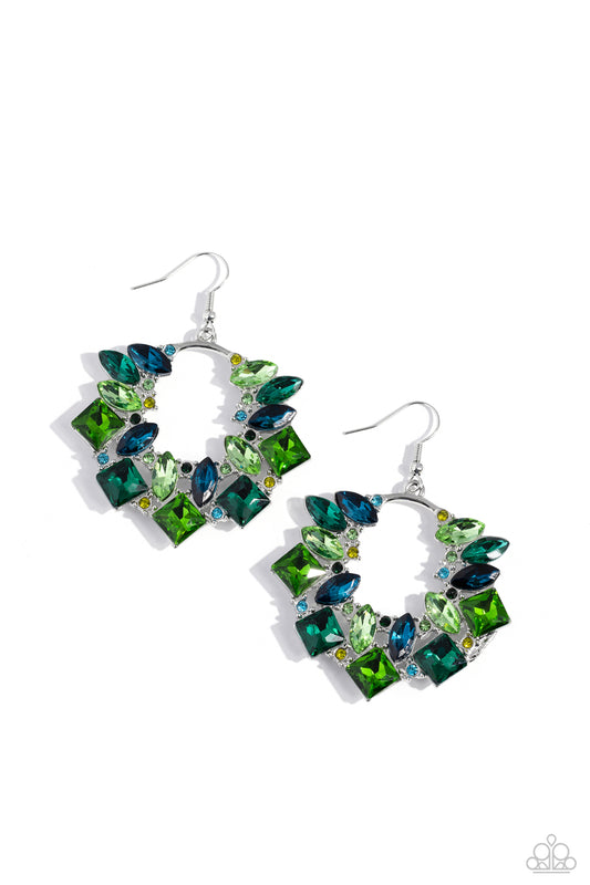 Wreathed in Watercolors - Green Earrings